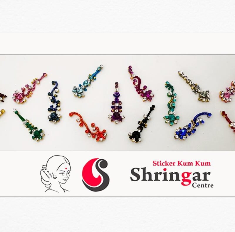 Fancy Bindi | Diamond Studded (Set-2) - 2.7cm