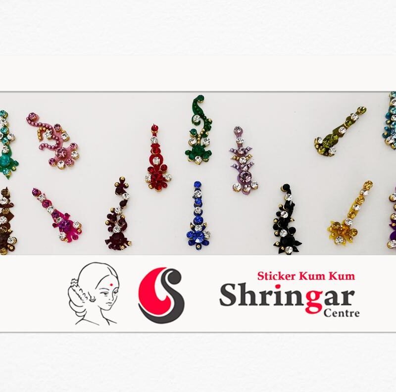 Fancy Bindi | Diamond Studded (Set-2) - 2.3cm