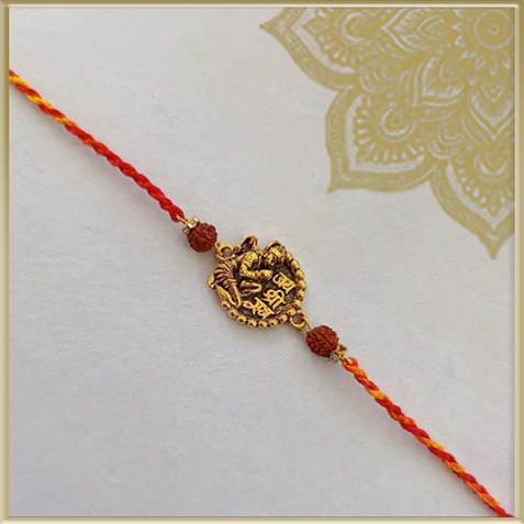 Golden Hanuman Rakhi with "Jai Shri Ram" Inscription